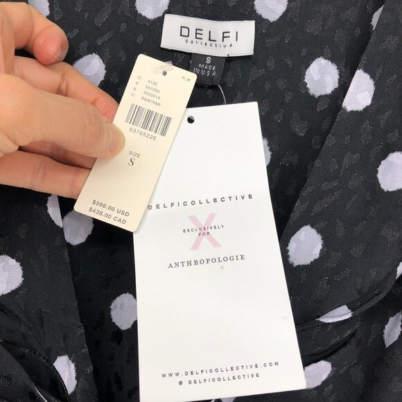 BNWT Delfi Collective x Anthropologie Black & White Polka Dot Midi Dress S - Picture 9 of 16